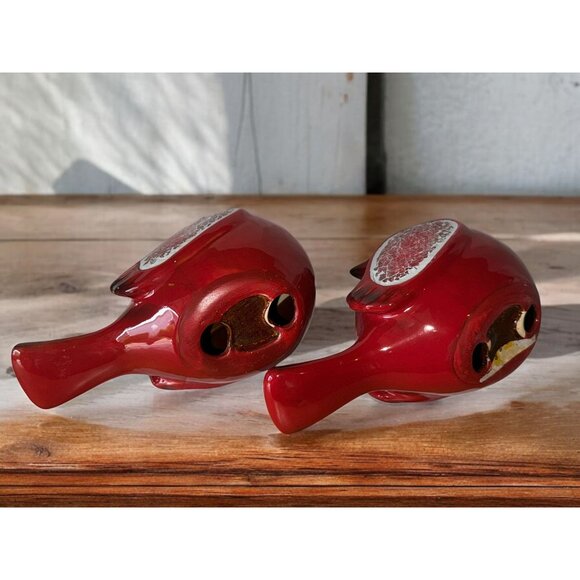 Red Cardinal Bird Ceramic Figurines With Mosaic Design - Picture 10 of 11